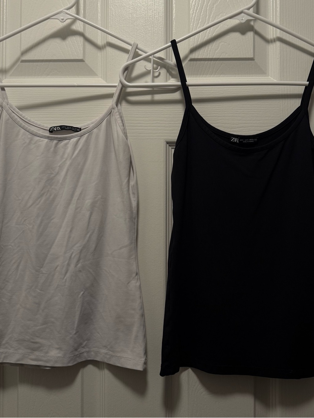 Zara Black and White Spaghetti Strap Camisole Duo